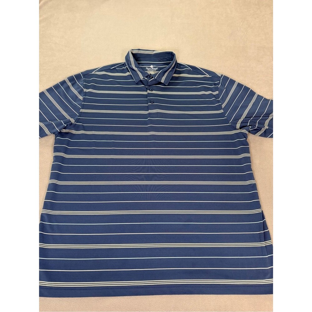 Nat Nast Luxury Originals Men's Navy Striped Polo Shirt- XXL